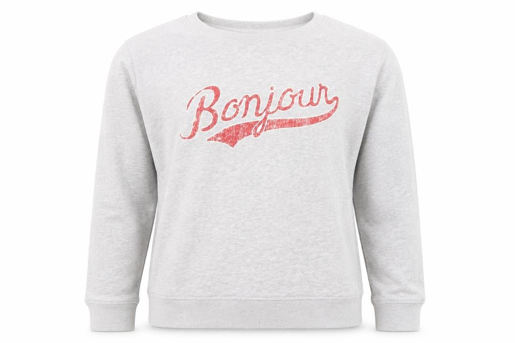 New Look Women Grey Bonjour Print Pullover Sweatshirt Size 10