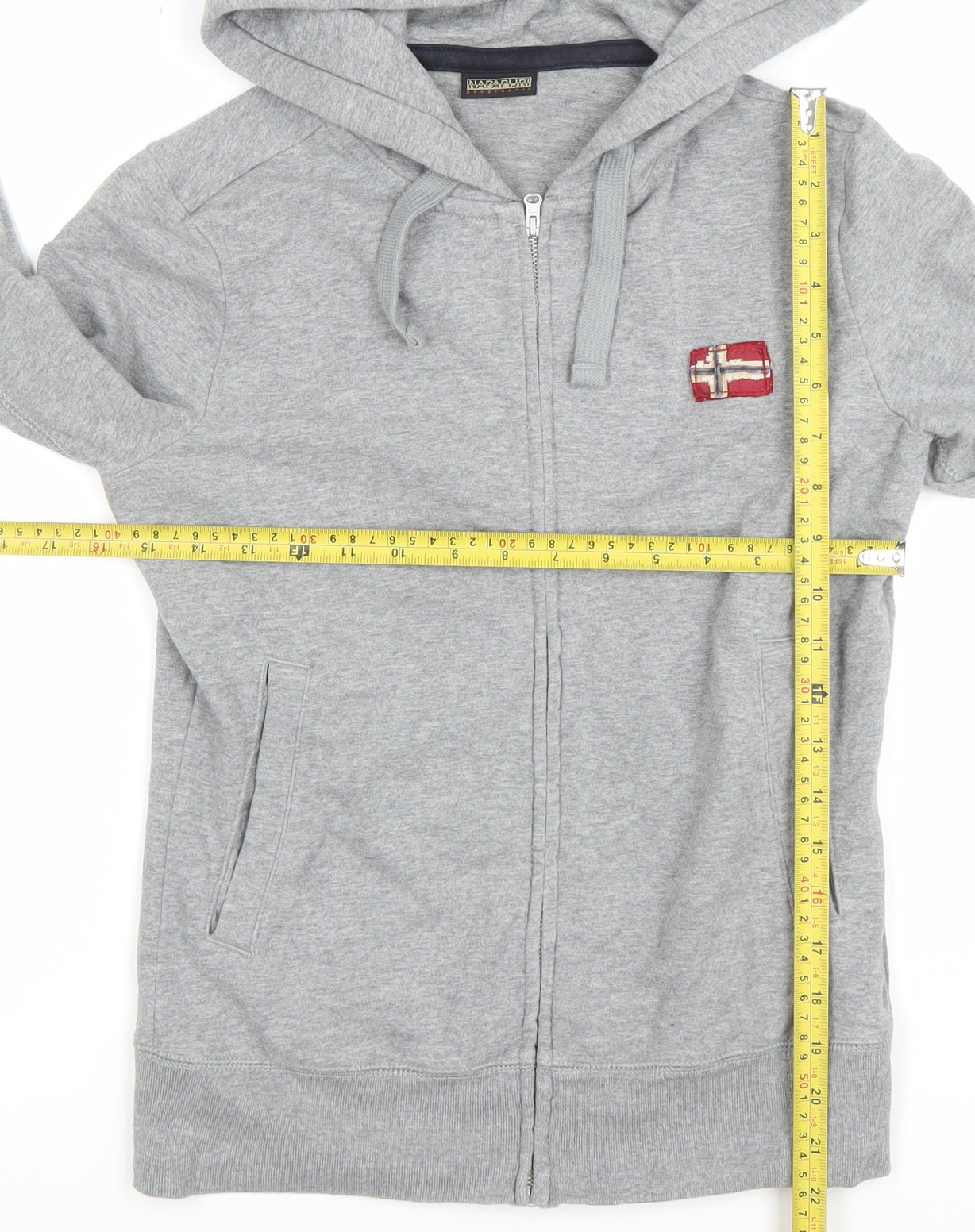 Napapijri Women's Grey Full Zip Hoodie Small Logo Embroidered