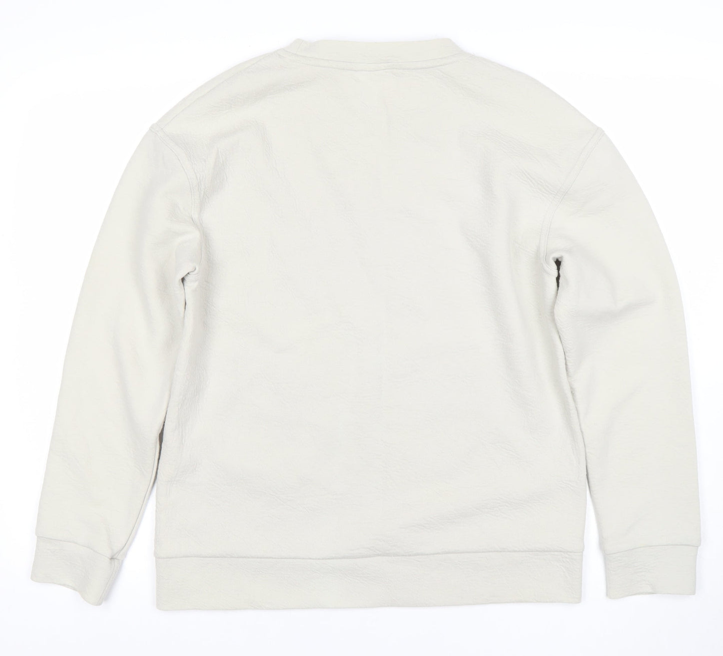 H&M Men Beige Cotton Blend Crew Neck Sweatshirt Size S