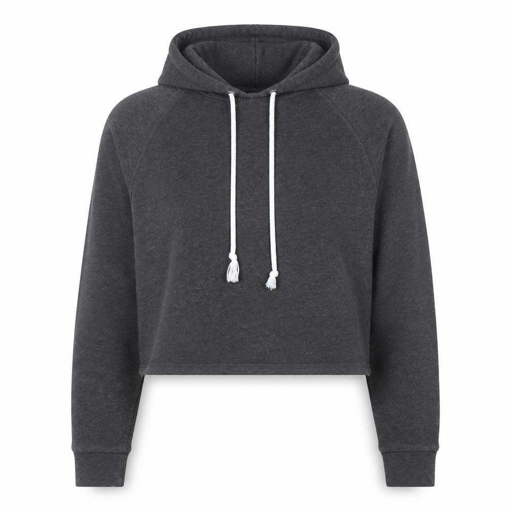H&M Divided Womens Dark Grey Cropped Pullover Hoodie Size 12 M