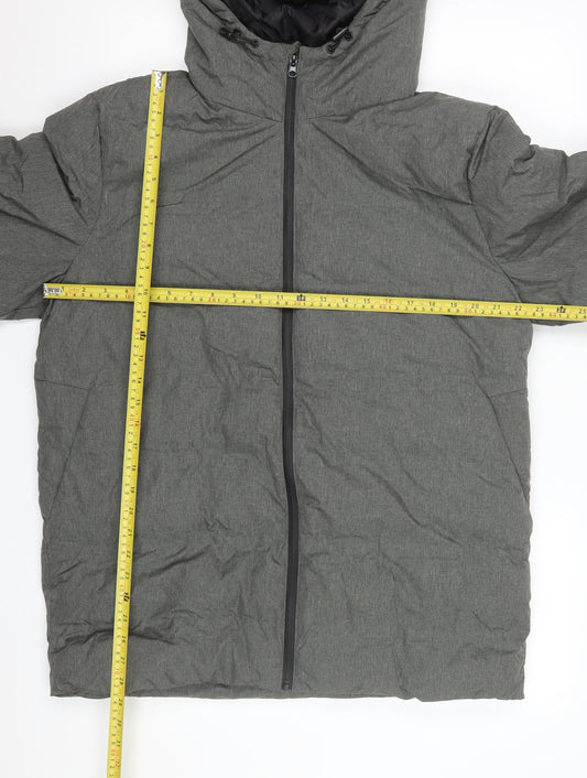 Primark Men's Grey L Hooded Puffer Jacket Winter Casual Coat