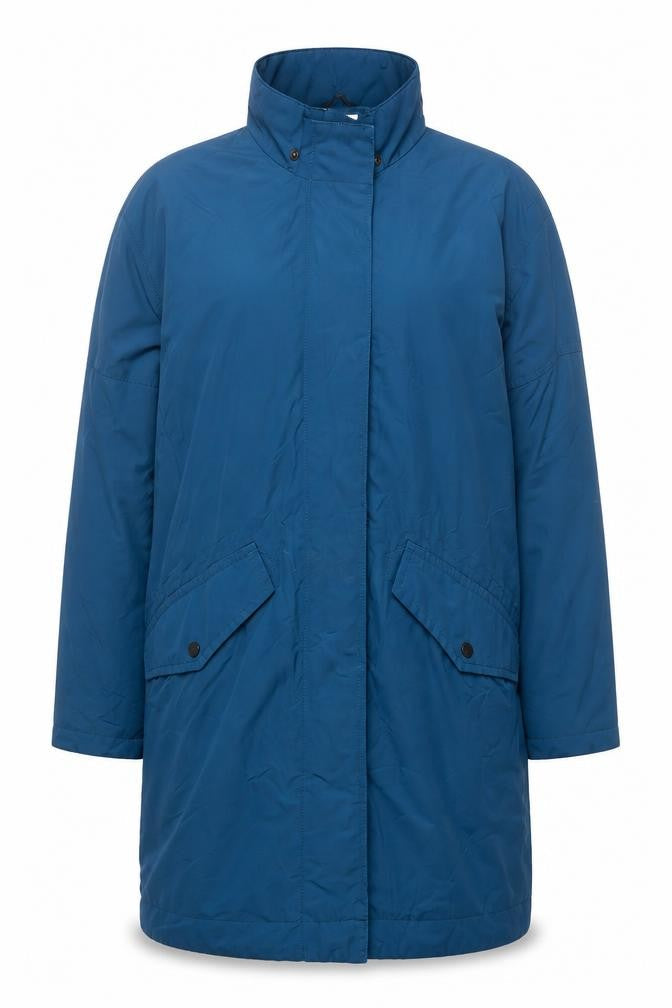 Kin Women Blue Long Rain Coat Size 18 Cotton Blend