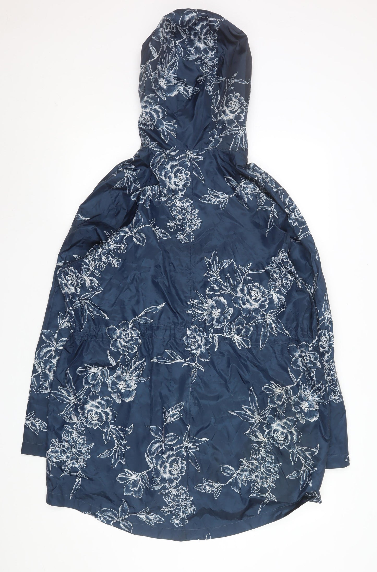Dunnes Stores Women's Blue Floral Hooded Rain Jacket Size L