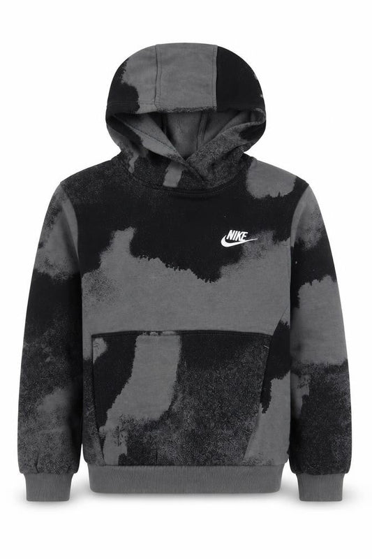 Nike Boys Black Grey Pullover Hoodie Small 128-137cm Cotton Blend