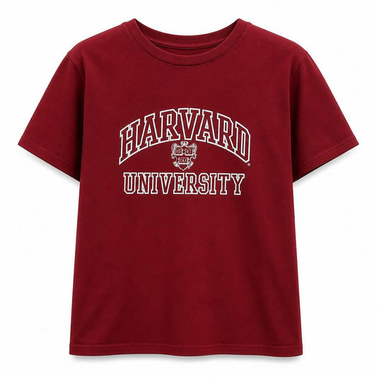 Front view of Harvard girls’ red 11-12 years graphic print cotton t-shirt