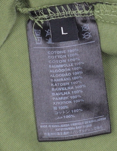 John Richmond Men's Green Long Sleeve Cotton Crew Neck Top Size L