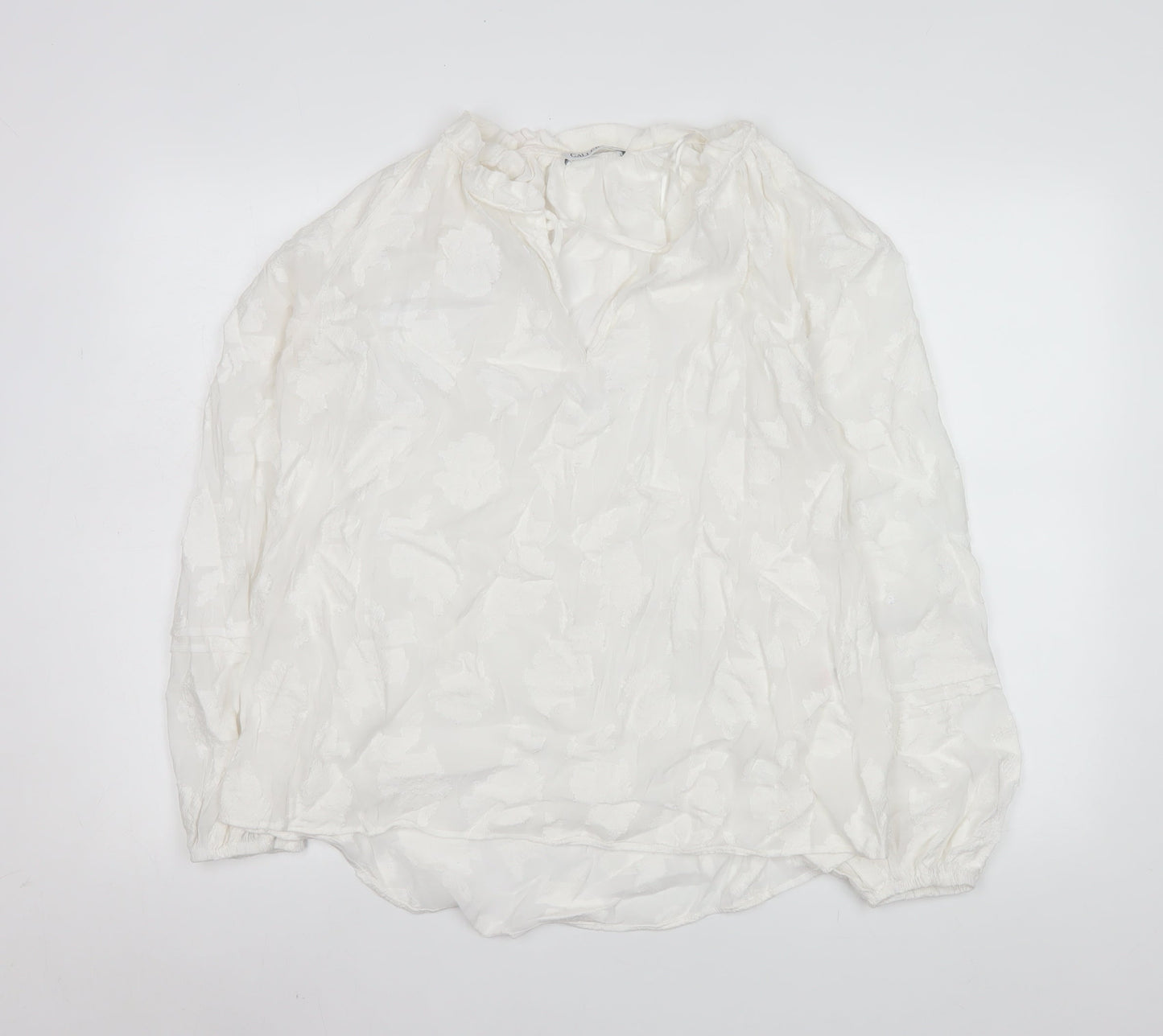 Gallery Women’s White Floral Tunic Blouse Size 16 Viscose Long Sleeve