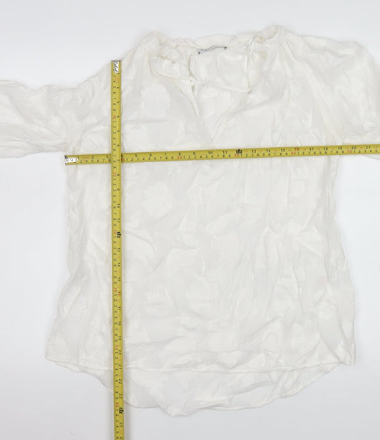 Gallery Women’s White Floral Tunic Blouse Size 16 Viscose Long Sleeve