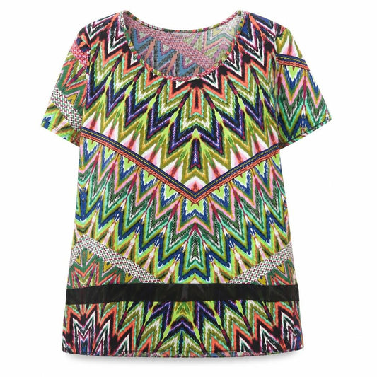 Kate Lilly Women’s Multicoloured Geometric Short Sleeve T-Shirt Size 14