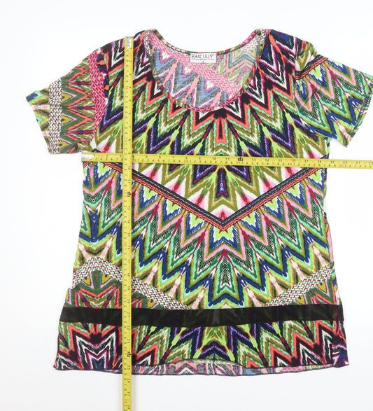 Kate Lilly Women’s Multicoloured Geometric Short Sleeve T-Shirt Size 14