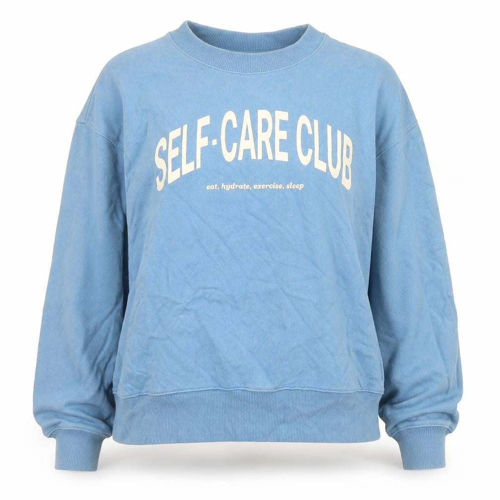 H&M Women’s Blue Self-Care Club Pullover Sweatshirt Size S