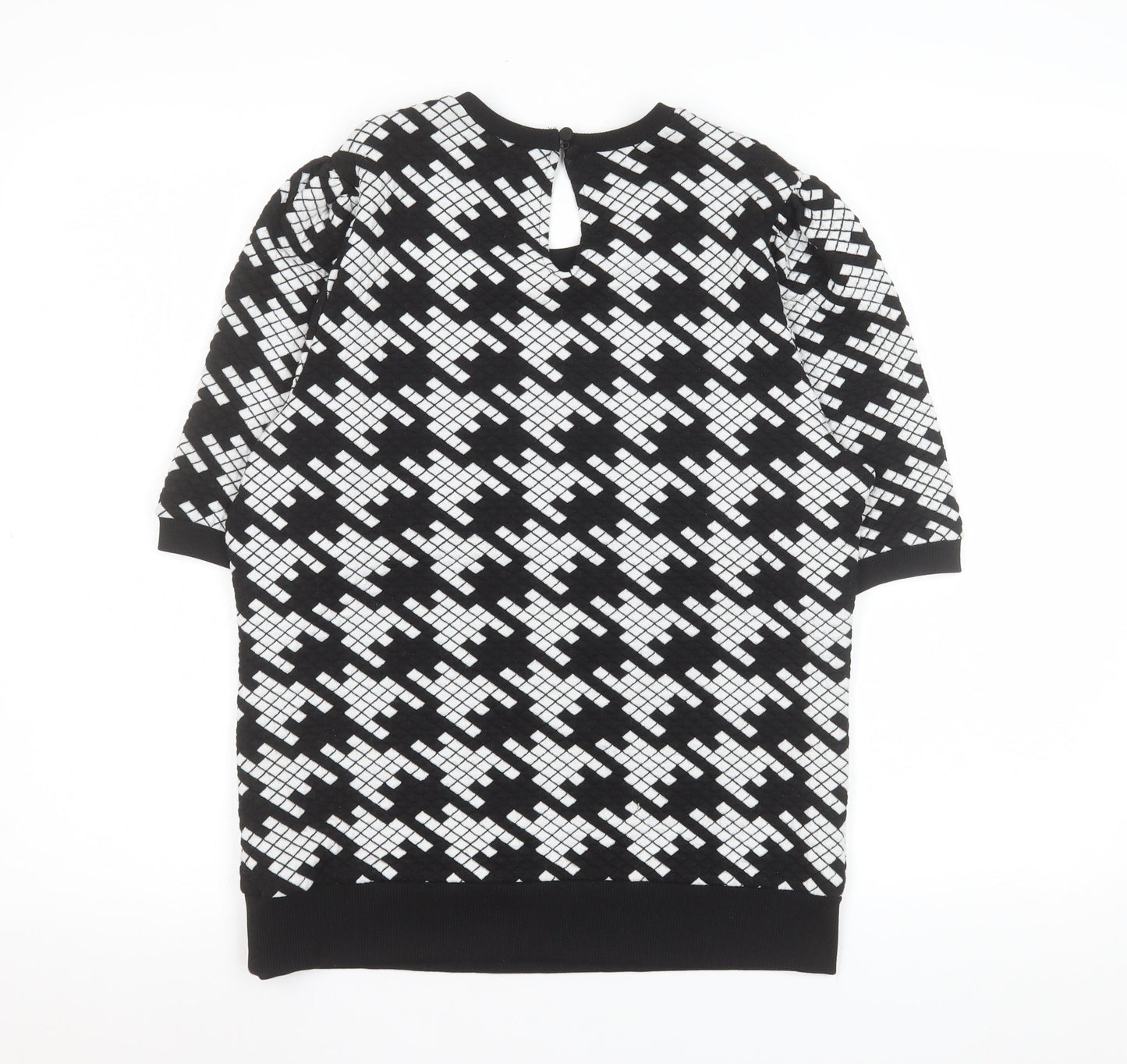 Savida Womens Black White Geometric Short Sleeve Top Size 12