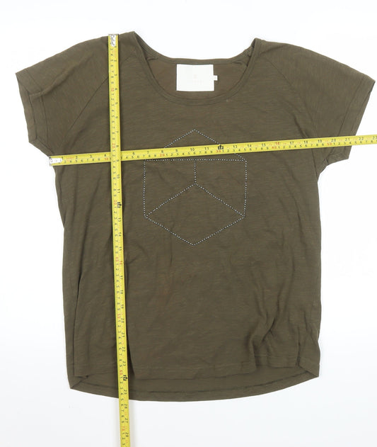 Kaffe Women’s Green Rhinestone Short Sleeve Cotton T-Shirt Size M