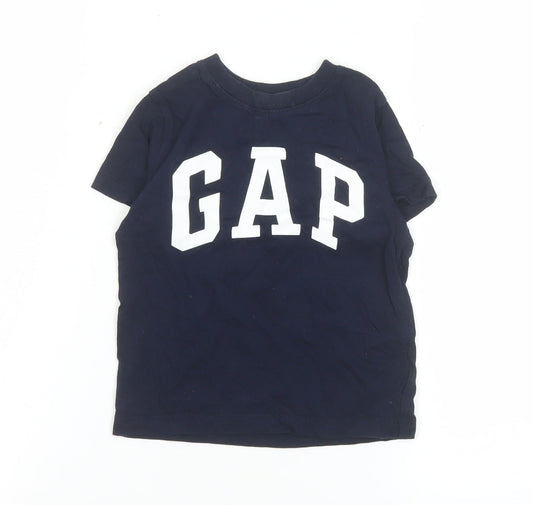 GAP Boys Navy Blue 2 Years Short Sleeve Cotton Logo T-Shirt