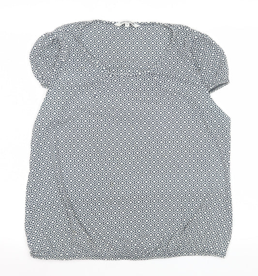 Debenhams Women’s Blue Geometric Short Sleeve Blouse Size 16