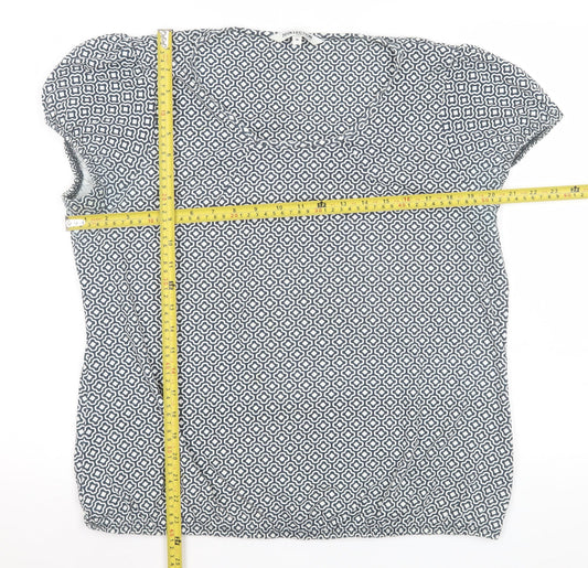Debenhams Women’s Blue Geometric Short Sleeve Blouse Size 16