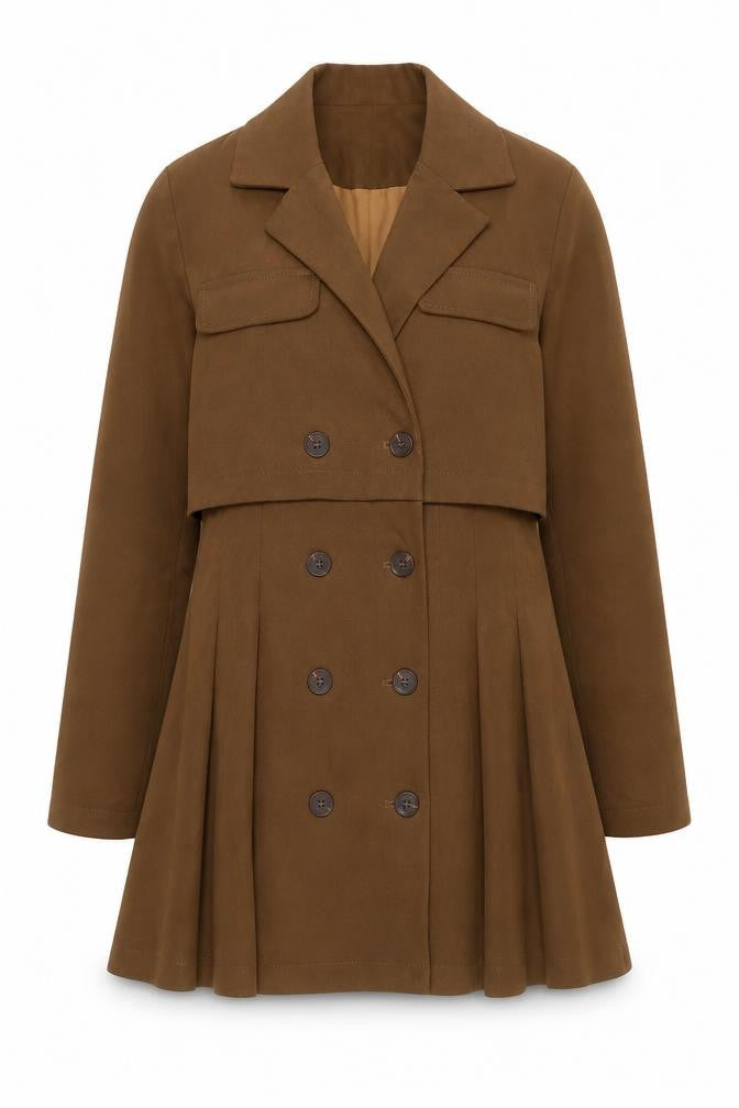 Grace & Chili Women's Brown Trench Coat S Mid-Length Cotton Blend