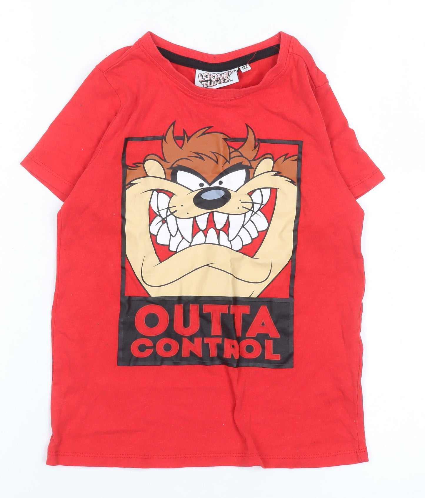 Looney Tunes Boys Red Taz 'Outta Control' Cotton T-Shirt 7 Years