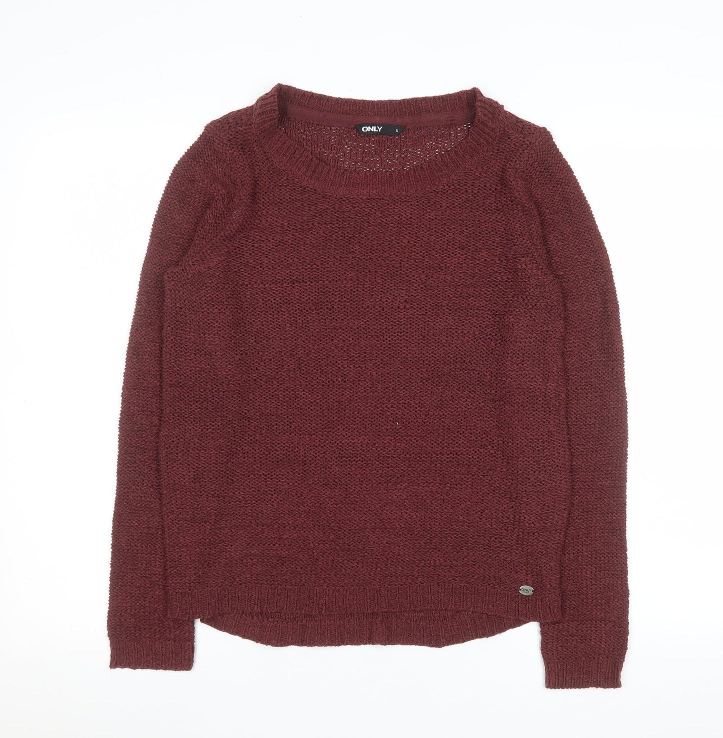 ONLY Unisex Red Chunky Knit Crew Neck Jumper Size S