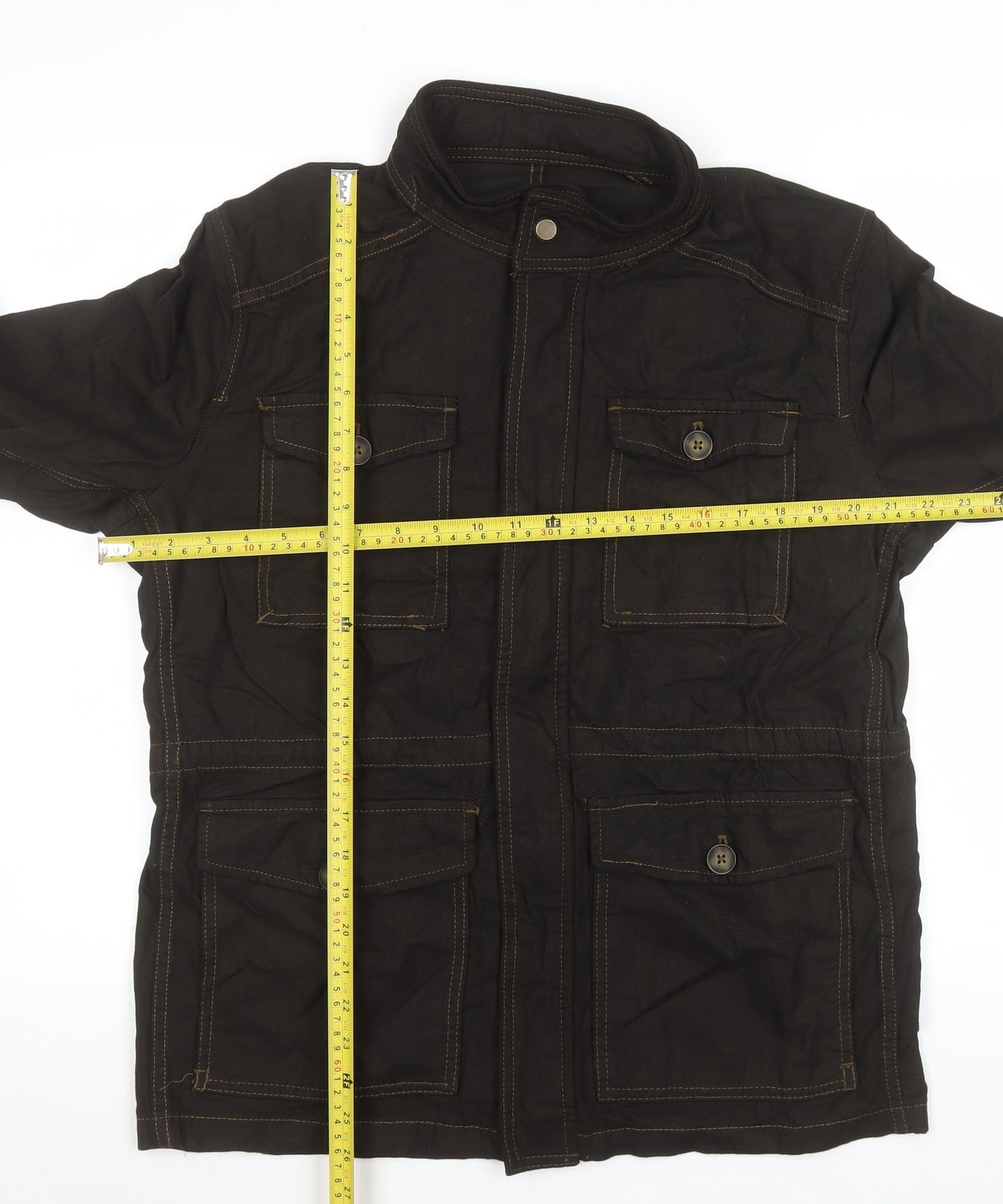 Zara Men’s Brown Cotton Field Jacket L 42 Regular Collared Casual