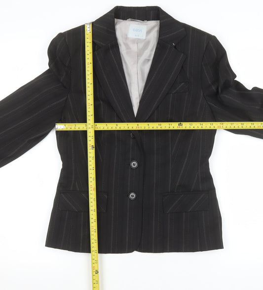 Oasis Women’s Black Pinstripe Blazer Size 10 Classic Tailored Jacket