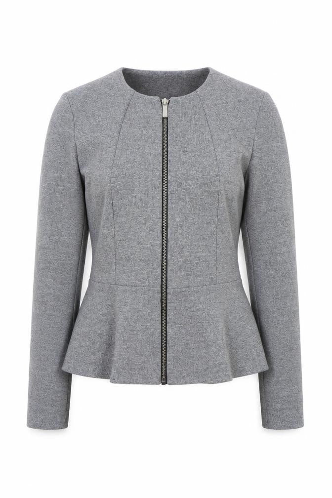 Dorothy Perkins Women's Grey Zip Up Peplum Jacket Size 8
