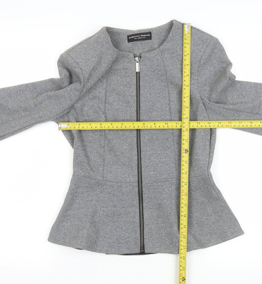 Dorothy Perkins Women's Grey Zip Up Peplum Jacket Size 8