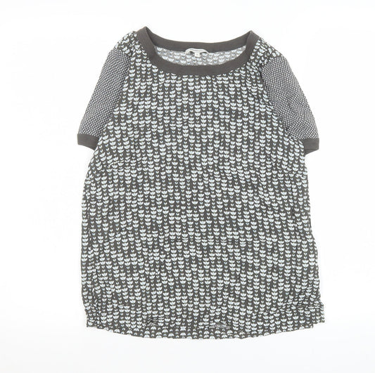 Sandwich Womens Grey Floral Short Sleeve Viscose T-Shirt Size 4