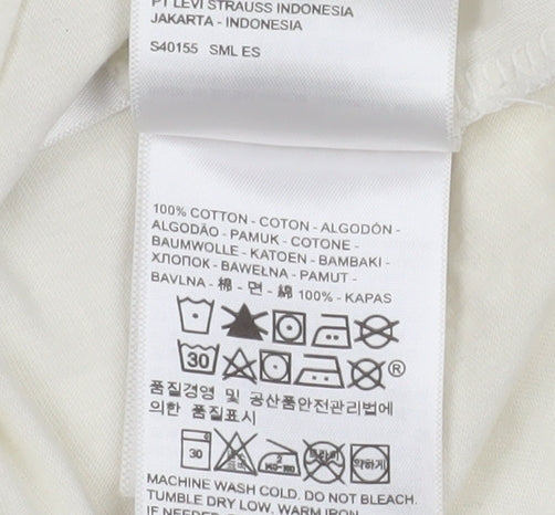 Levi’s Women Ivory 70s Retro Heart Logo Cotton T-Shirt Size S