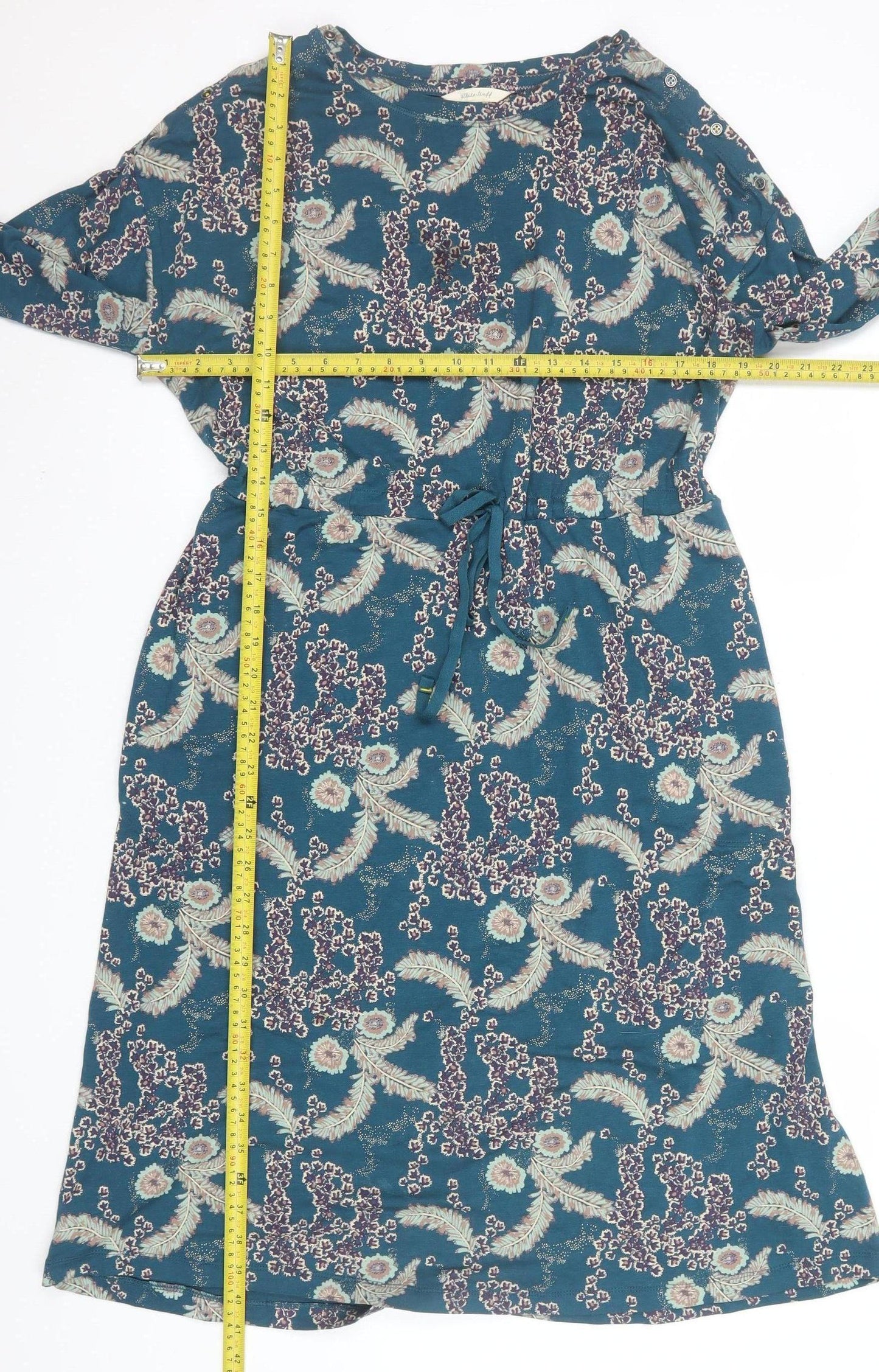 White Stuff Women's Blue Floral Knee Length Shift Dress Size 14