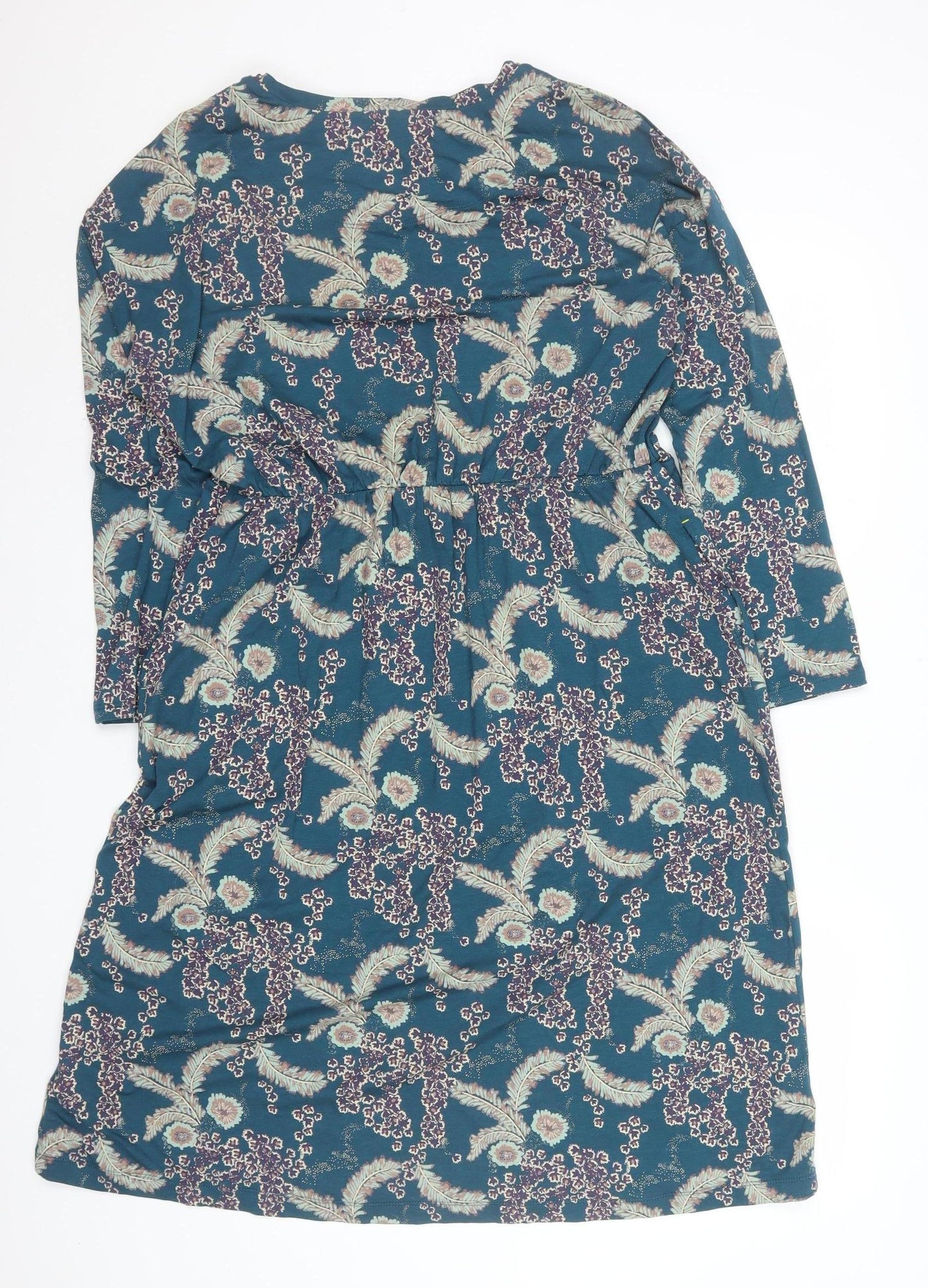 White Stuff Women's Blue Floral Knee Length Shift Dress Size 14