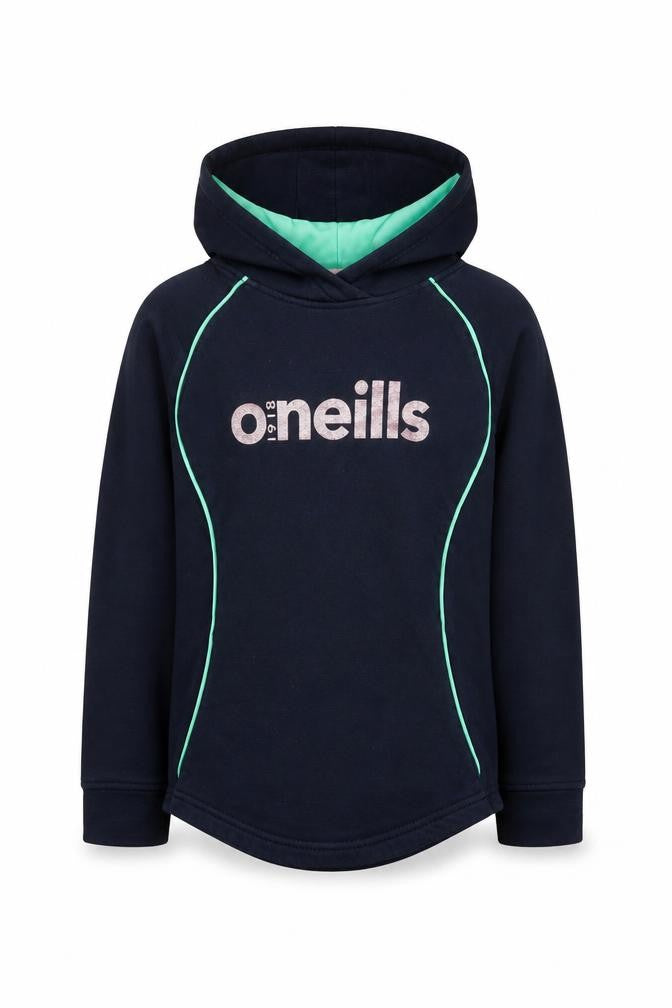Front view of O’Neills girls’ navy hoodie age 10-11 pullover hooded sweatshirt