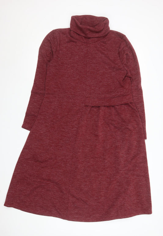 Pala D’Oro Women’s Red A-Line Roll Neck Knit Dress Size L