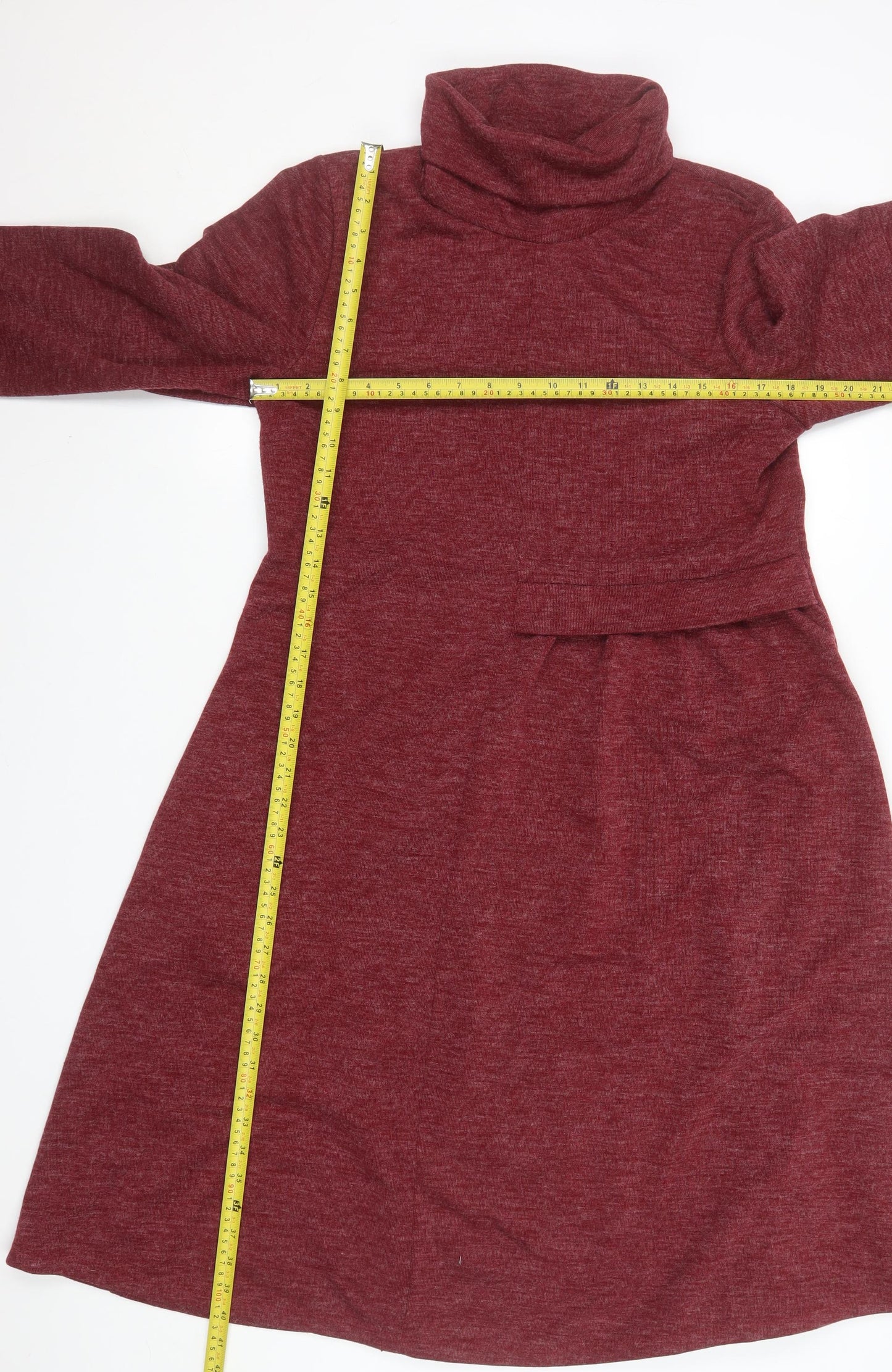 Pala D’Oro Women’s Red A-Line Roll Neck Knit Dress Size L