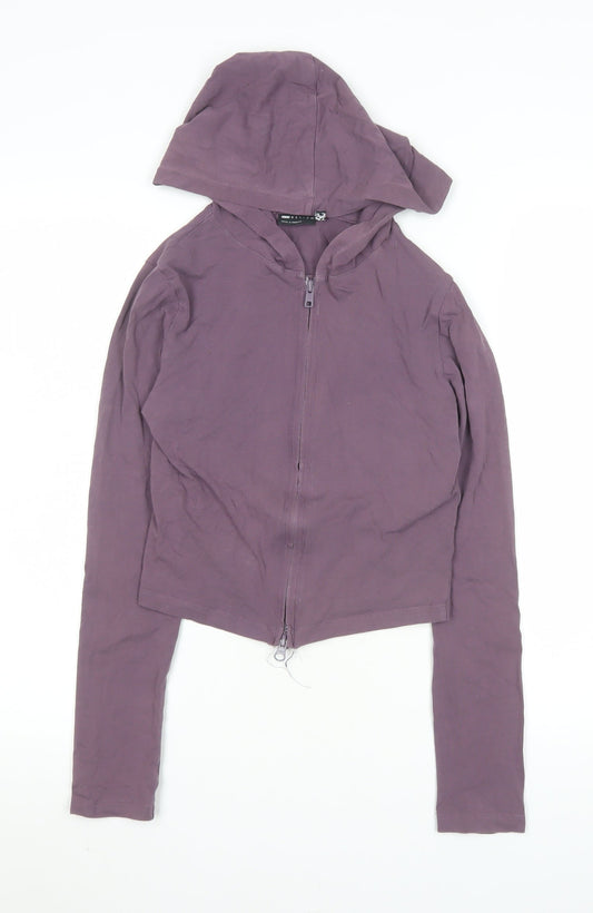ASOS DESIGN Womens Purple Cropped Hooded Zip Jacket UK 10