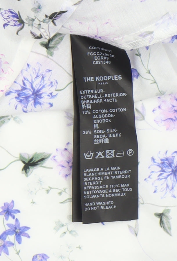 The Kooples Women's Multicoloured Floral Cotton Silk Blouse S