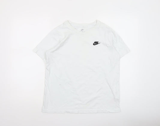 Nike Boys White Crew Neck Short Sleeve Cotton Sports T-Shirt Size 158cm XL