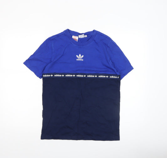 Adidas Boys Blue Colourblock Logo T-Shirt 13-14 Years Casual Sportswear