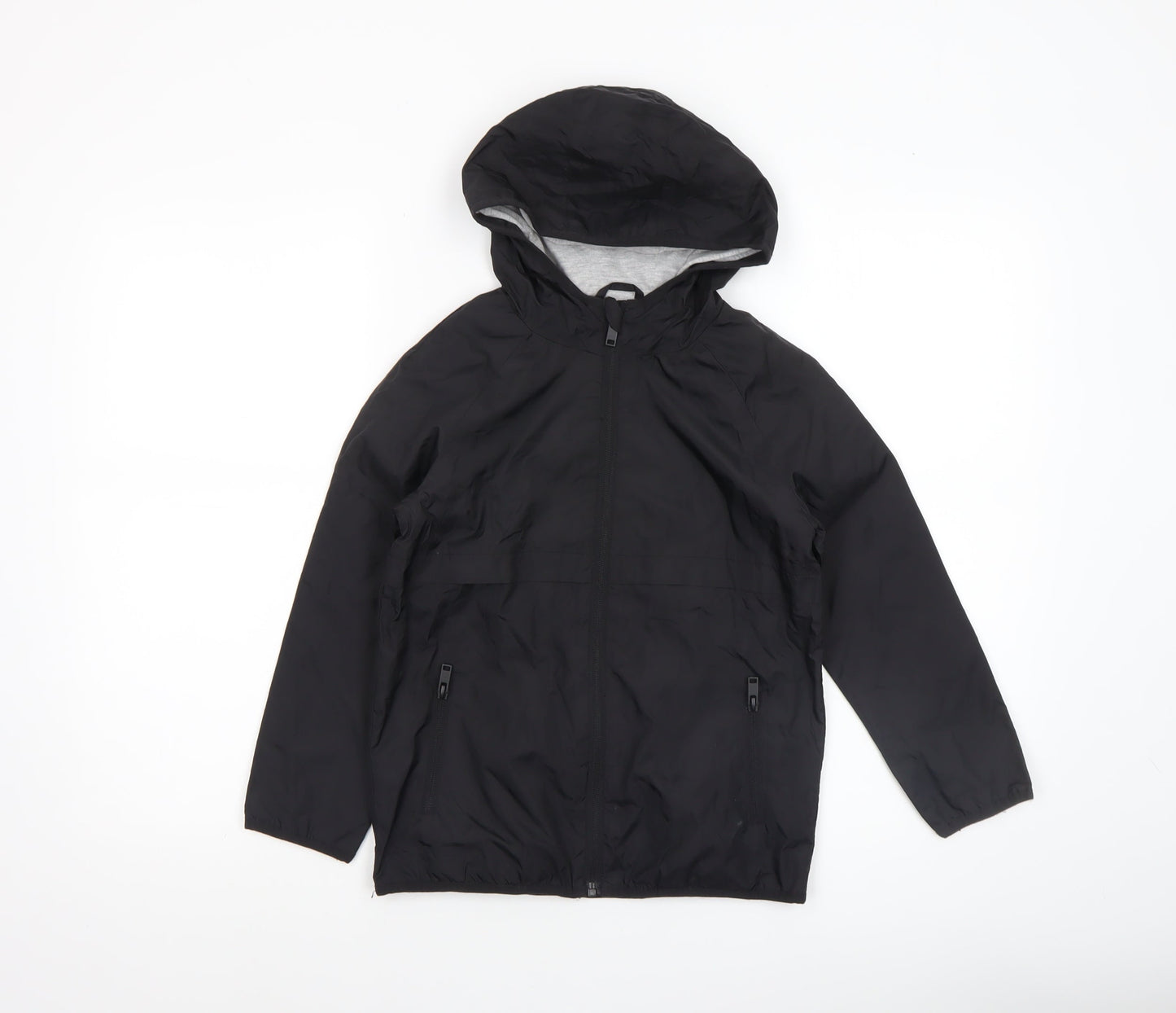 Dunnes Stores Boys Black Hooded Rain Coat Waterproof Jacket 7-8 Years