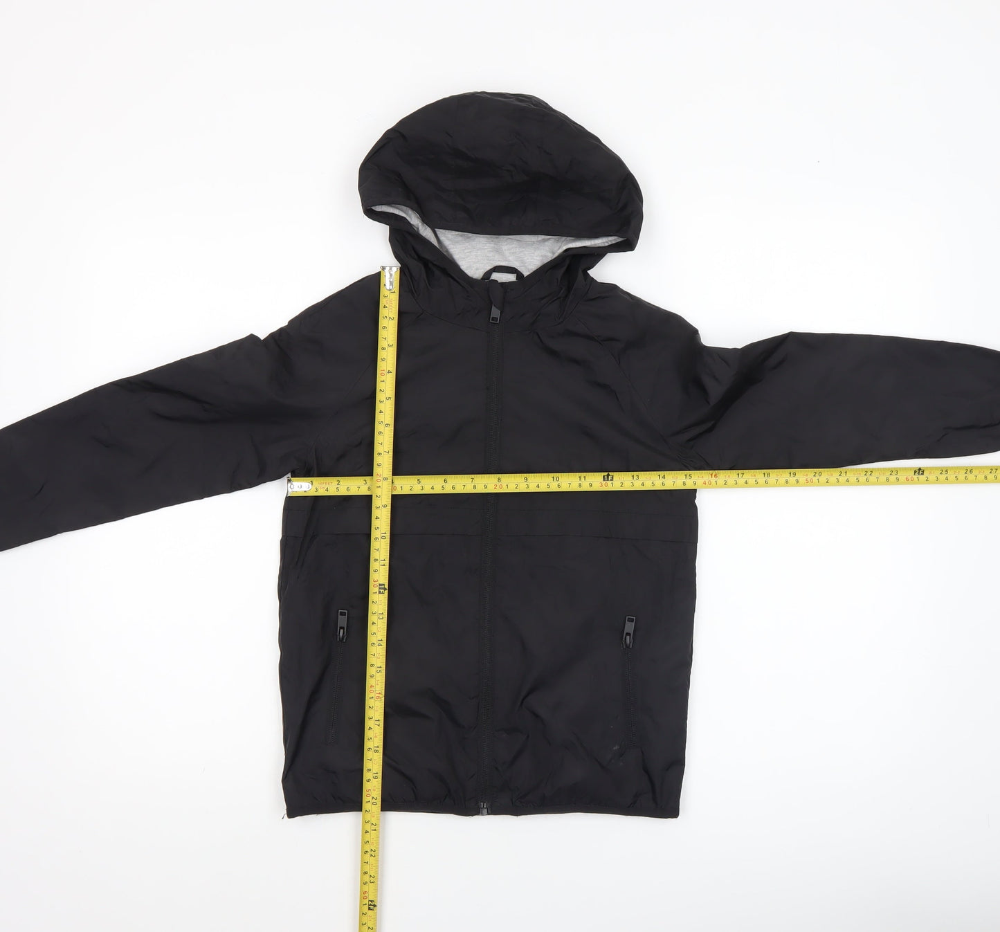 Dunnes Stores Boys Black Hooded Rain Coat Waterproof Jacket 7-8 Years