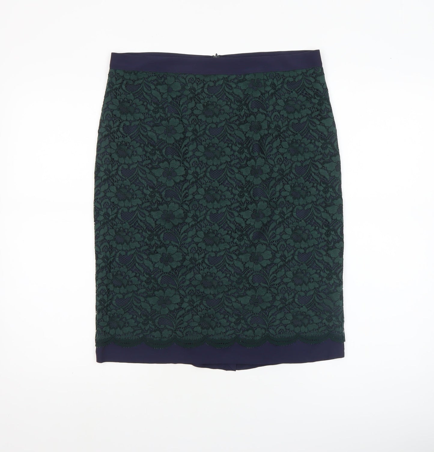 Boden Women's Green Lace Pencil Skirt Size 12 Knee Length