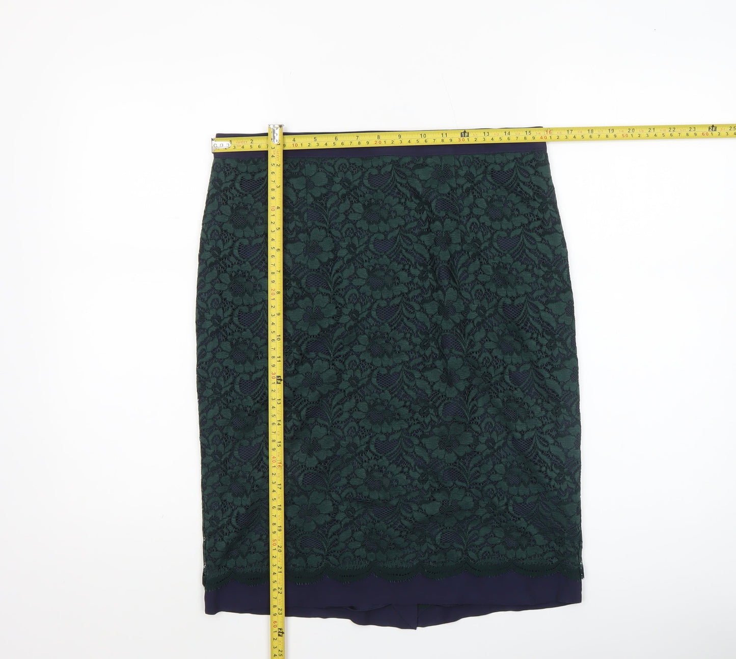 Boden Women's Green Lace Pencil Skirt Size 12 Knee Length
