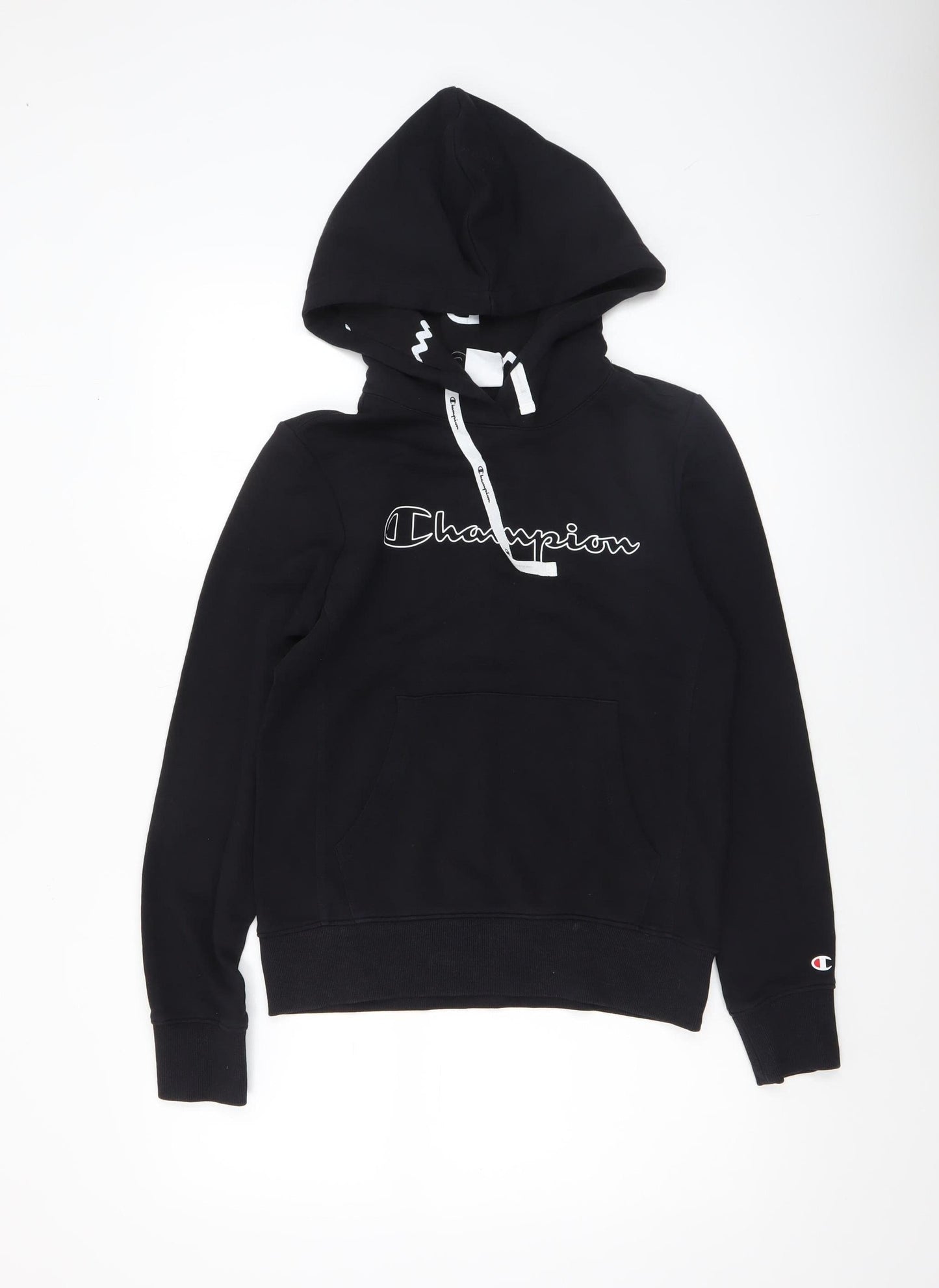 Champion Women's Black Small Pullover Hoodie with Logo Print