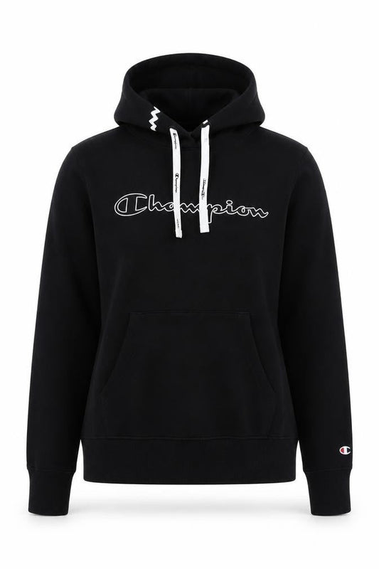 Champion Women's Black Small Pullover Hoodie with Logo Print