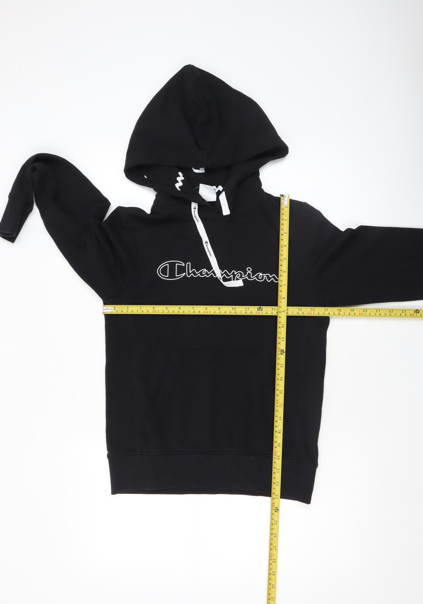 Champion Women's Black Small Pullover Hoodie with Logo Print