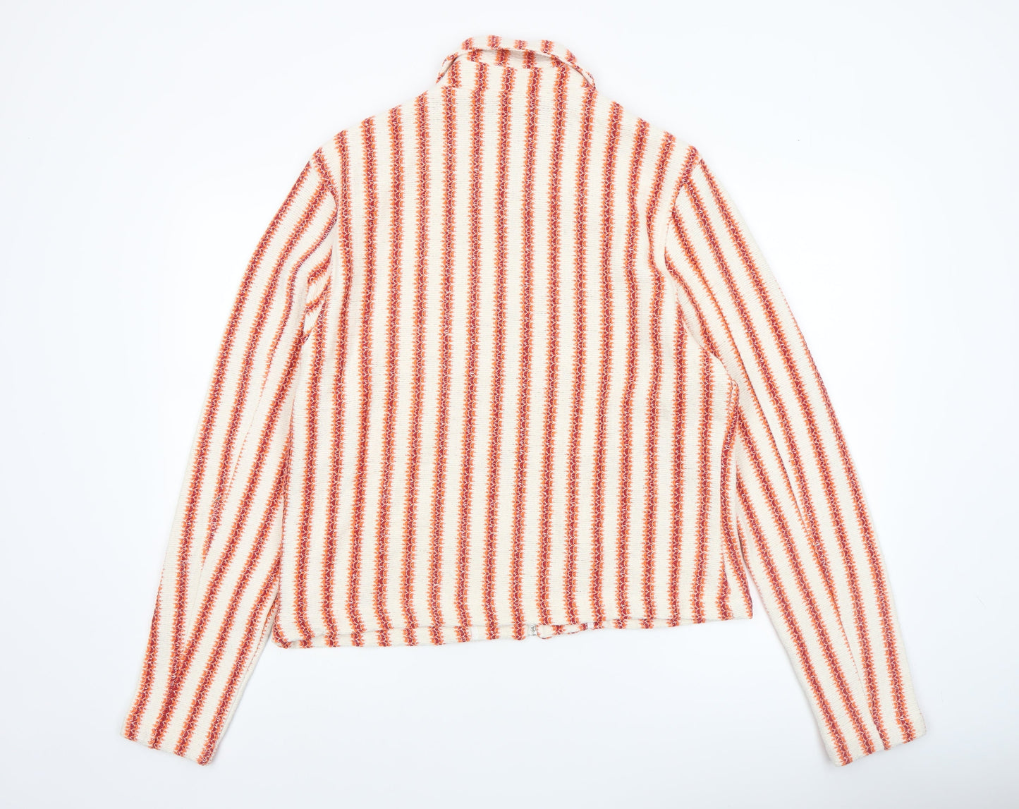 ASOS Women’s Multicoloured Striped Knit Zip Jacket Size M Cotton Blend