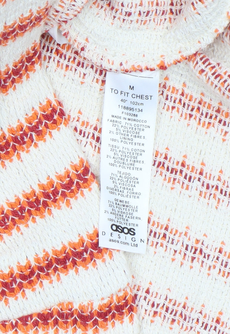 ASOS Women’s Multicoloured Striped Knit Zip Jacket Size M Cotton Blend