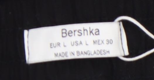 Bershka Women’s Black Cotton Joggers L Elastic Waist Casual