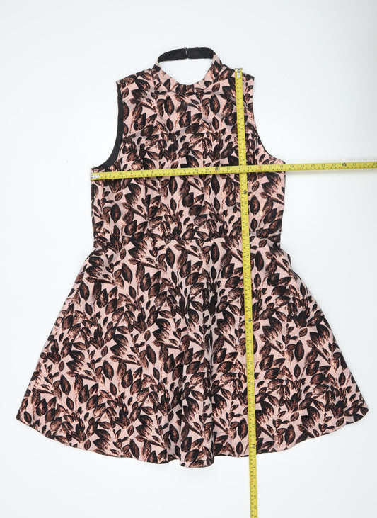 Definitions Women’s Pink Floral Fit & Flare Sleeveless Dress UK 18