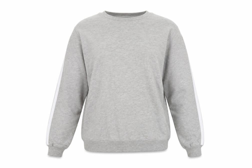 ASOS Women Grey Cotton Blend Crew Neck Pullover Sweatshirt UK 4